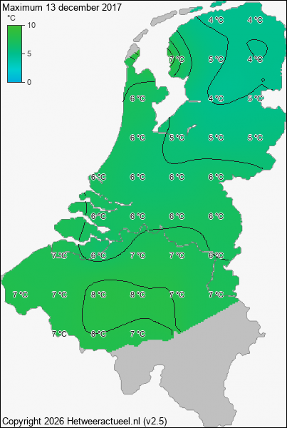 Maximum temperatuur 13 december 2017
