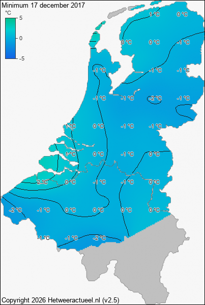 Minimum temperatuur 17 december 2017