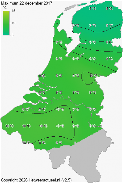 Maximum temperatuur 22 december 2017