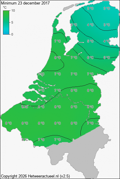 Minimum temperatuur 23 december 2017