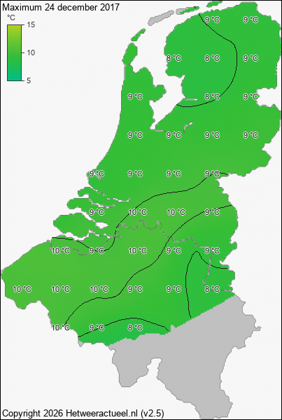 Maximum temperatuur 24 december 2017