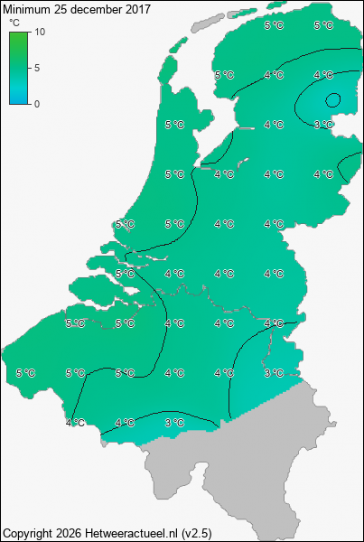 Minimum temperatuur 25 december 2017