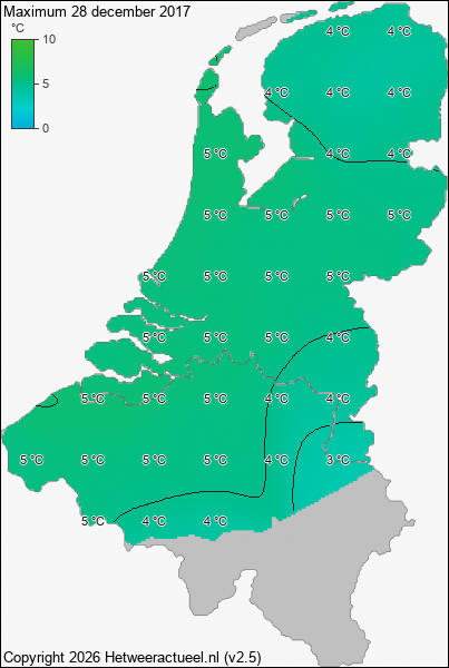 Maximum temperatuur 28 december 2017