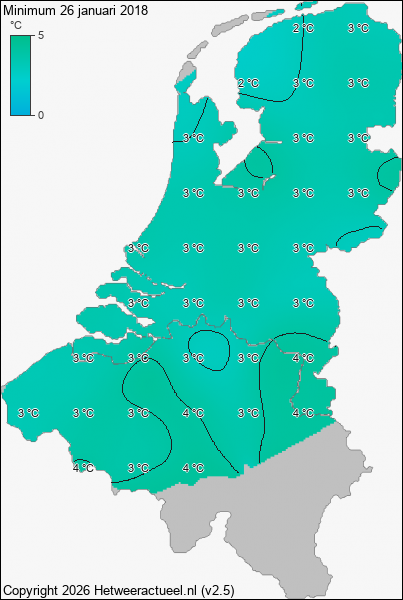 Minimum temperatuur 26 januari 2018