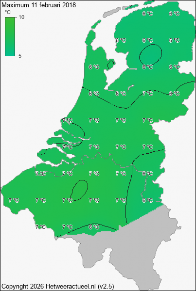 Maximum temperatuur 11 februari 2018