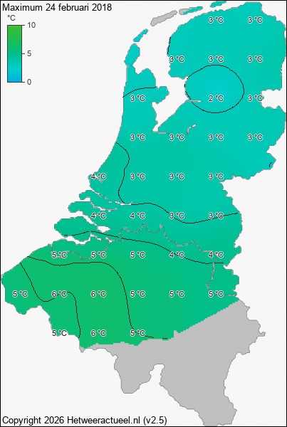 Maximum temperatuur 24 februari 2018