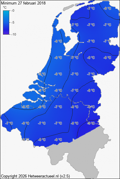 Minimum temperatuur 27 februari 2018