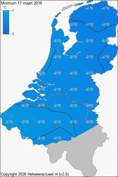 Minimum temperatuur 17 maart 2018