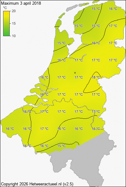 Maximum temperatuur 3 april 2018
