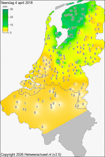 Neerslag 4 april 2018