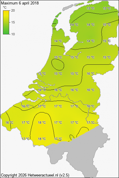 Maximum temperatuur 6 april 2018