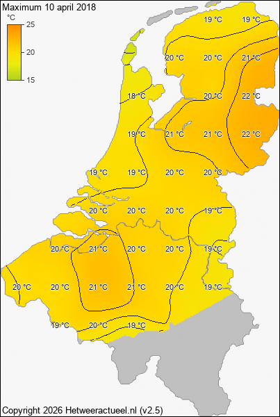 Maximum temperatuur 10 april 2018