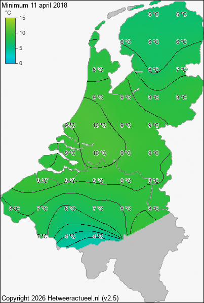 Minimum temperatuur 11 april 2018