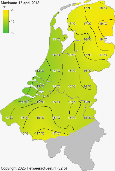 Maximum temperatuur 13 april 2018