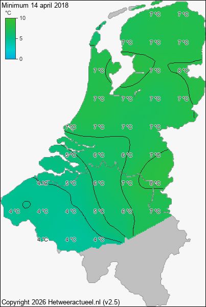 Minimum temperatuur 14 april 2018