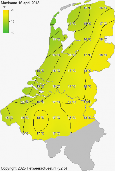 Maximum temperatuur 16 april 2018