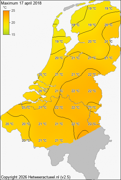 Maximum temperatuur 17 april 2018