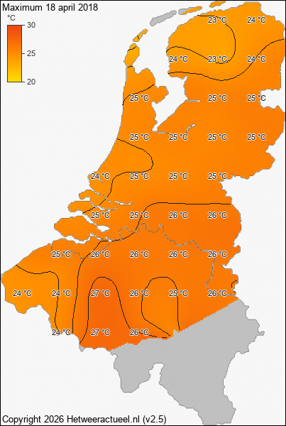 Maximum temperatuur 18 april 2018