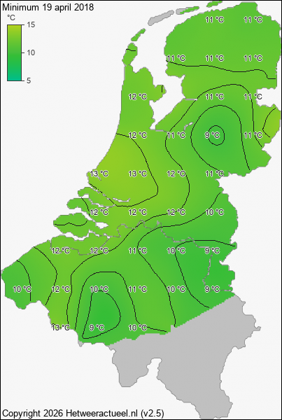 Minimum temperatuur 19 april 2018
