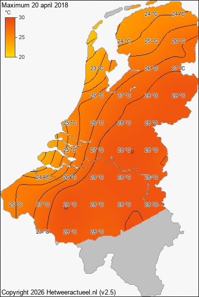 Maximum temperatuur 20 april 2018