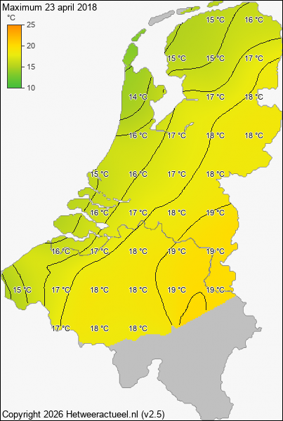 Maximum temperatuur 23 april 2018