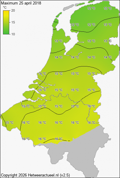 Maximum temperatuur 25 april 2018