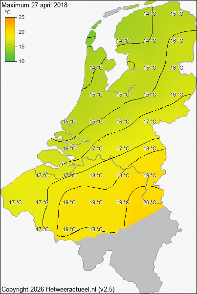 Maximum temperatuur 27 april 2018