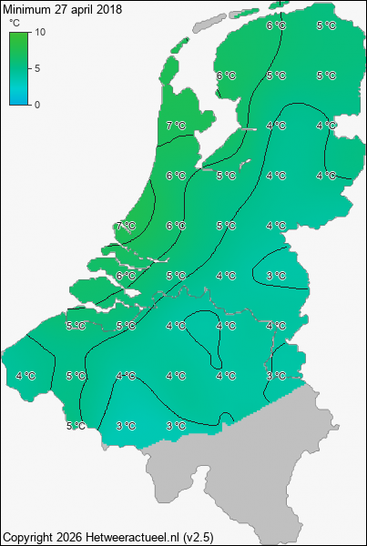 Minimum temperatuur 27 april 2018
