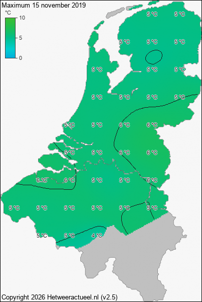 Maximum temperatuur 15 november 2019