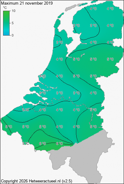 Maximum temperatuur 21 november 2019