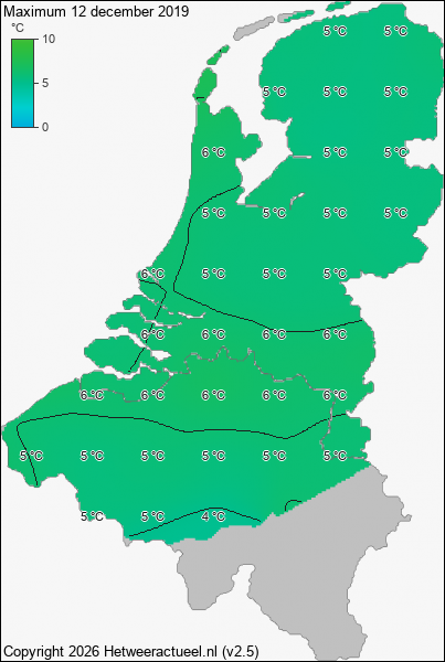 Maximum temperatuur 12 december 2019