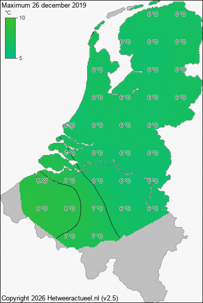 Maximum temperatuur 26 december 2019