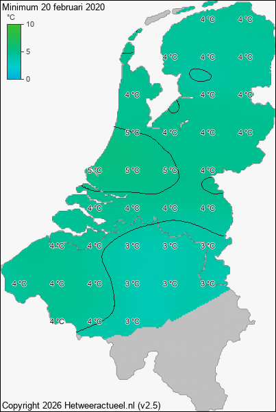 Minimum temperatuur 20 februari 2020