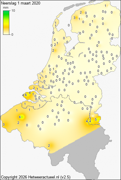 Neerslag 1 maart 2020