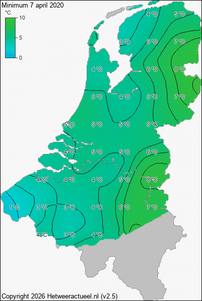 Minimum temperatuur 7 april 2020