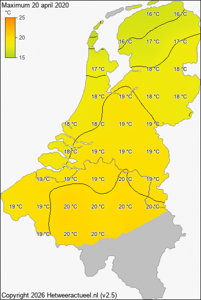 Maximum temperatuur 20 april 2020