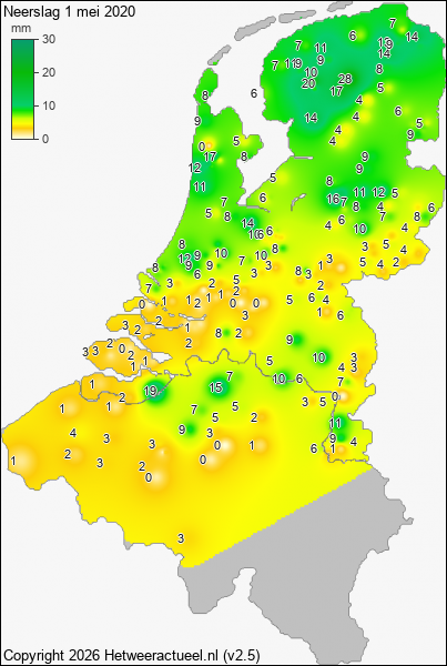 Neerslag 1 mei 2020