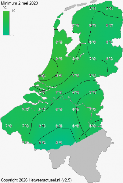 Minimum temperatuur 2 mei 2020