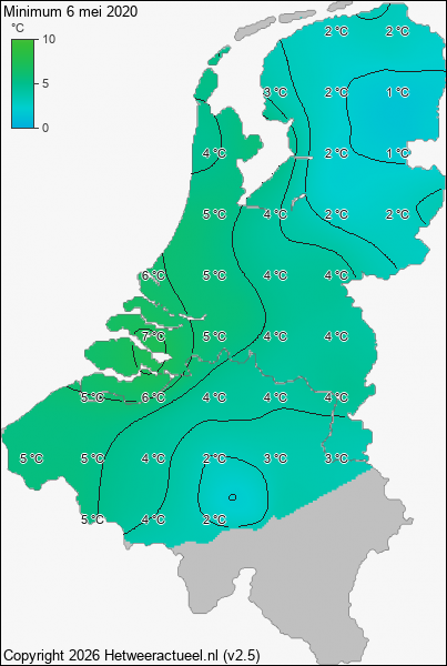 Minimum temperatuur 6 mei 2020