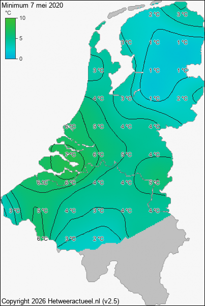 Minimum temperatuur 7 mei 2020