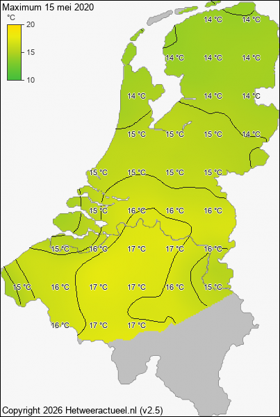 Maximum temperatuur 15 mei 2020