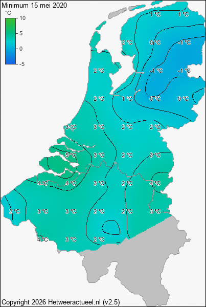 Minimum temperatuur 15 mei 2020