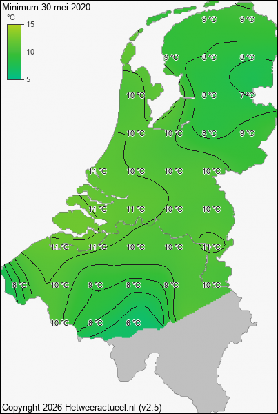 Minimum temperatuur 30 mei 2020