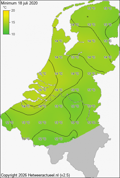 Minimum temperatuur 18 juli 2020