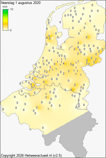 Neerslag 1 augustus 2020