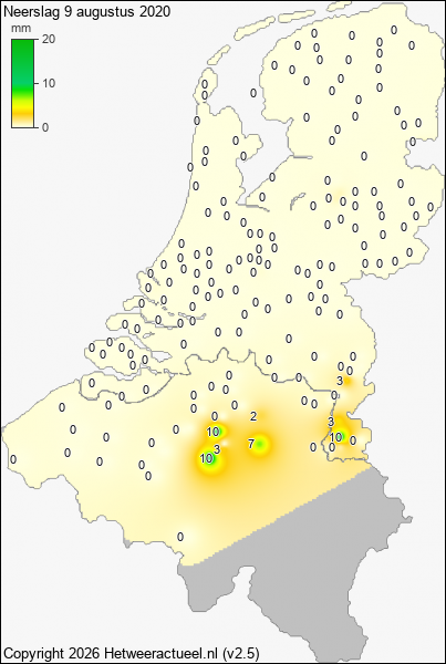Neerslag 9 augustus 2020