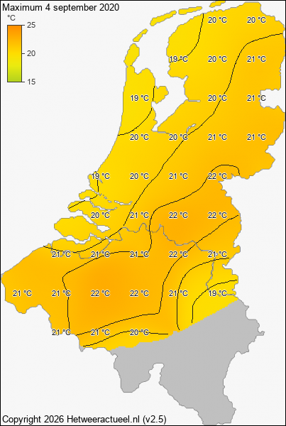 Maximum temperatuur 4 september 2020