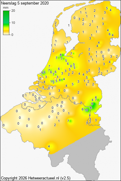 Neerslag 5 september 2020
