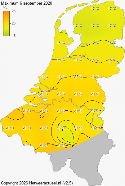 Maximum temperatuur 6 september 2020