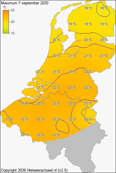Maximum temperatuur 7 september 2020